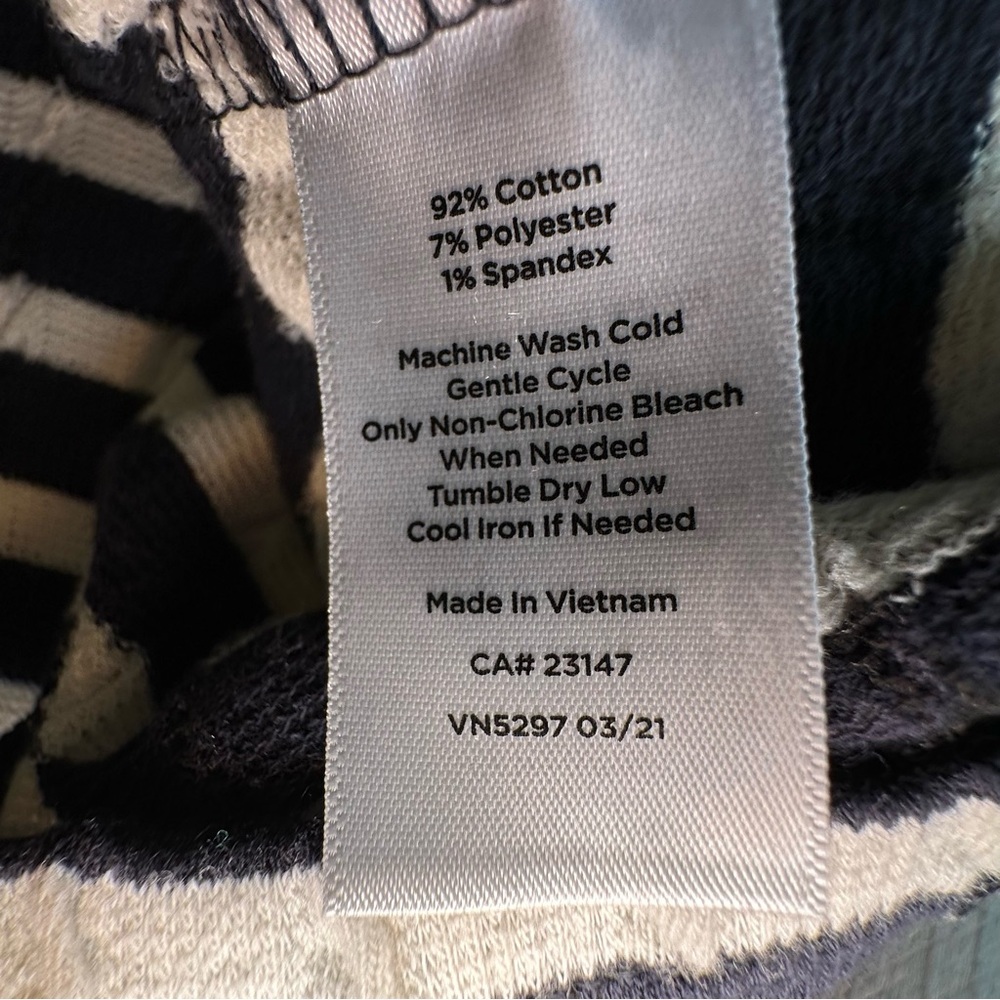 Talbots Top Women's Large Navy Blue & Ivory Striped Cable Knit Mock Turtleneck - Picture 9 of 10
